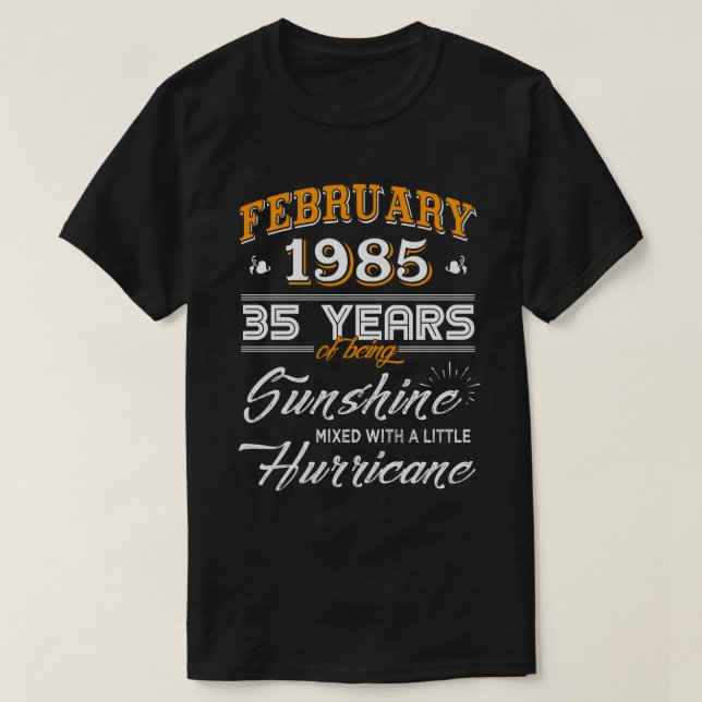 Februari 1985 35 års Bröllop-jubileumsgåvor T Shirt (Design framsida)