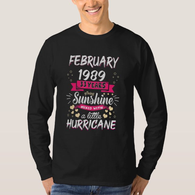 Februari 1989 Flickor 33 år som är solskenblandnin T Shirt (Framsida)