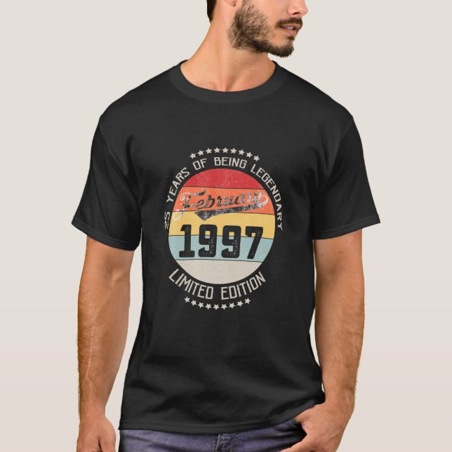 februari 1997 25 år gammal födelsedag 25 år t shirt (Framsida)