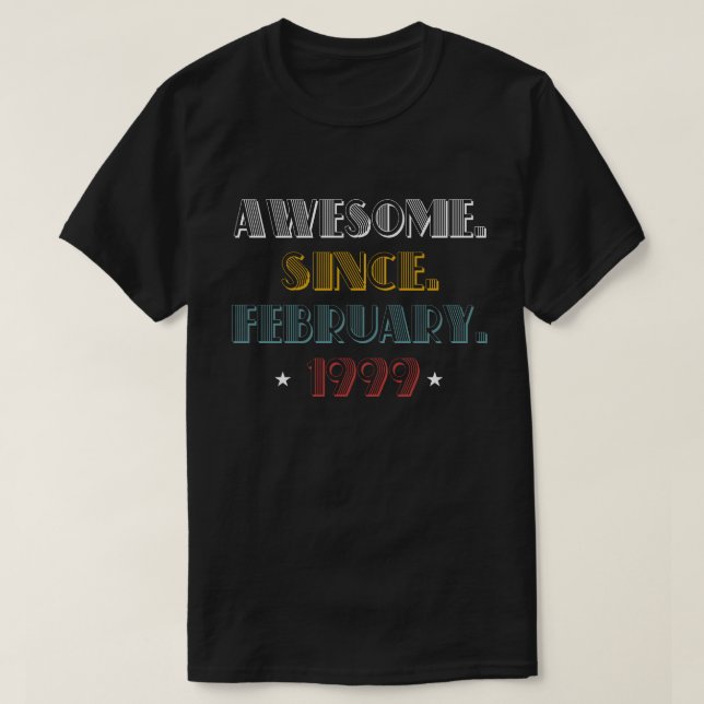 Februari 1999 T-tröja 20 år gammal 20th födelsedag T Shirt (Design framsida)