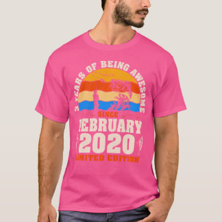 Februari 2020 3 År Gamla Fiskelskare 3:e Födelsed T Shirt