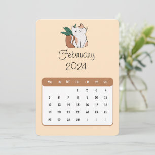 Februari 2024 Kalender över Ensamer och anläggning Meny
