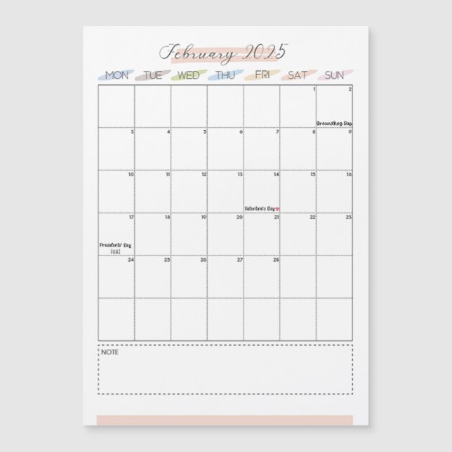 Februari 2025 Magnetisk kalender (Framsida)