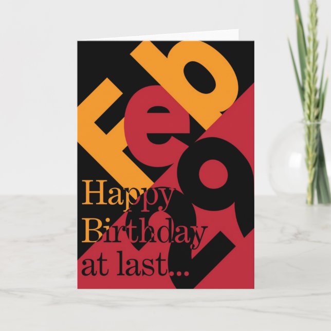 Februari 29 grattis på födelsedagenkort kort (Framsida)