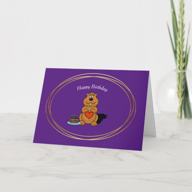 Februari, Alla hjärtans, Ground Hog Birthday Card Kort (Framsida)
