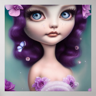 Februari Amethyst Lila Girl Poster