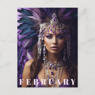 *~* FEBRUARI AP53 Födelsedag AMETYST Boho Vykort