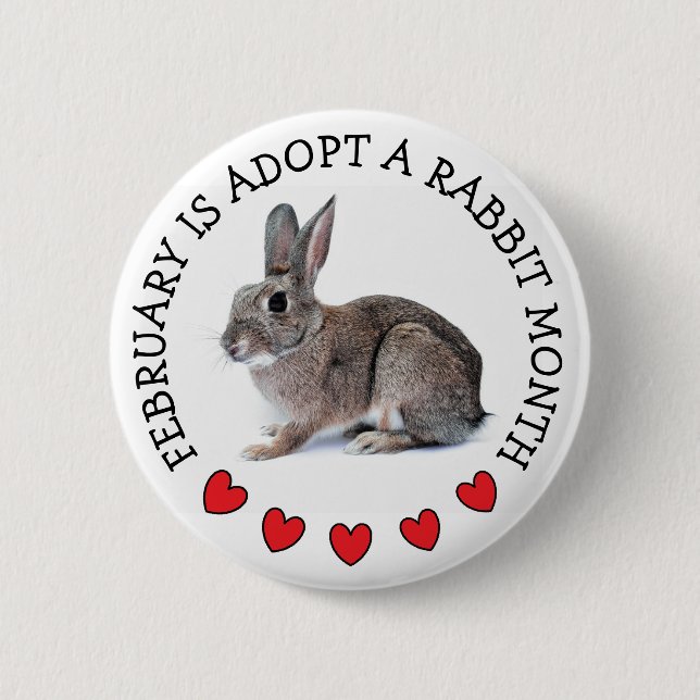 Februari är Adoptera en kanin månad Knapp (Framsida)