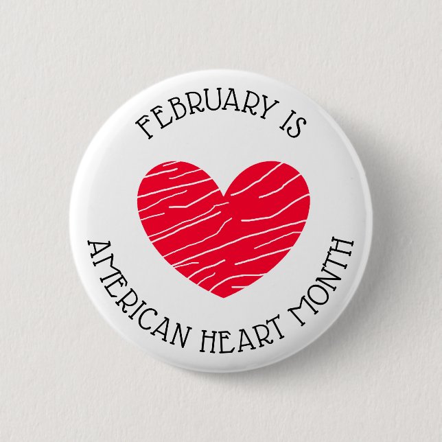 Februari är American Heart Awareness Month Button Knapp (Framsida)