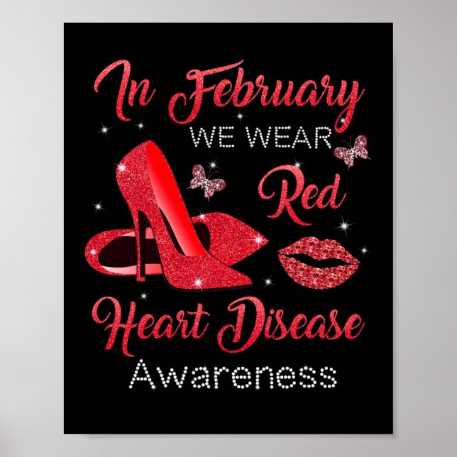 Februari Bära Red Högklackars Hjärtsjukdom Awarene Poster (Framsidan)