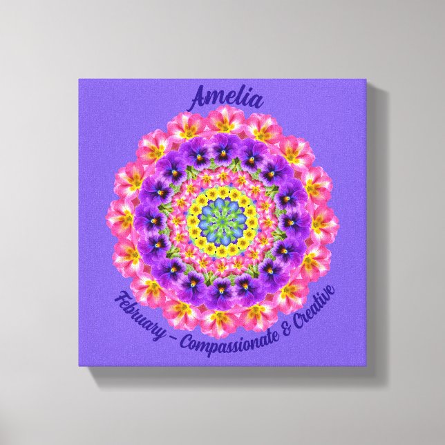 Februari Birkelapport Personlig Mandala Zen Art Canvastryck (Framsida)