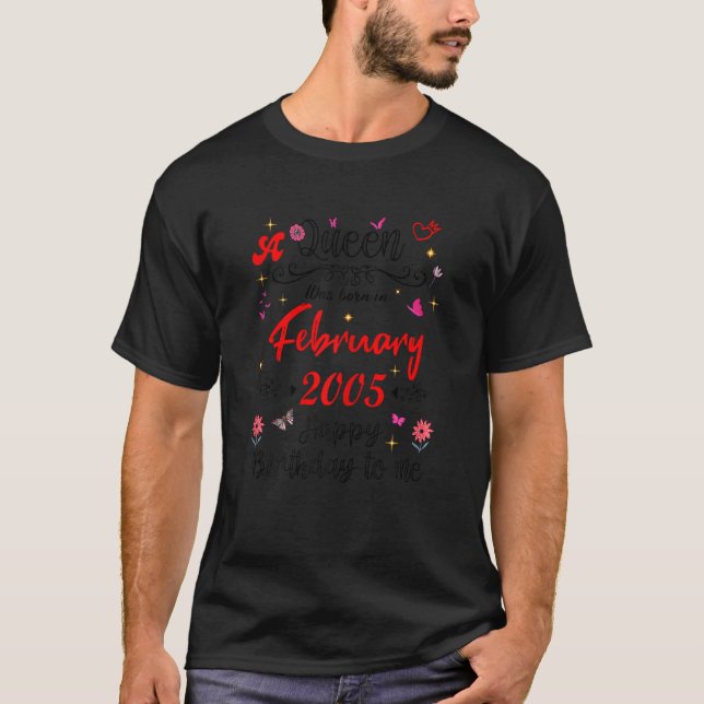 Februari Birthday A Queen föddes i februari 2007 T Shirt (Framsida)