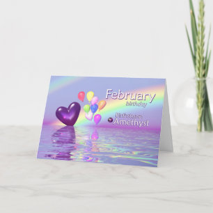Februari Birthday Amethyst Heart Kort