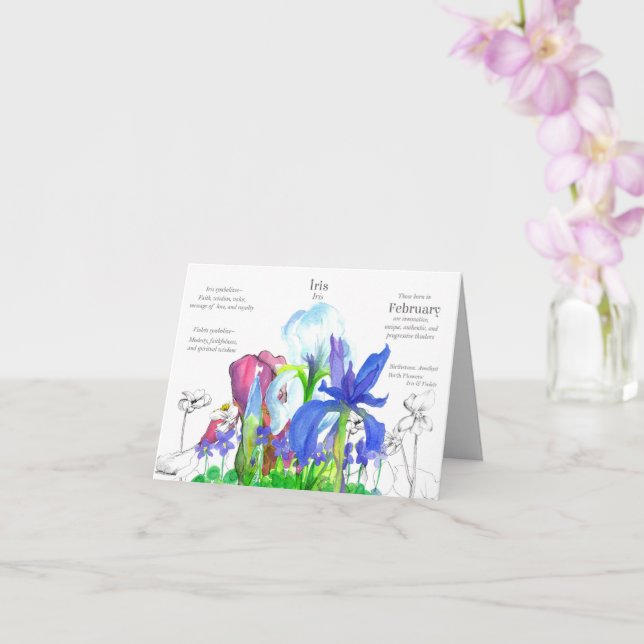 Februari Birthday Iris Birth Month Flower Violits Kort (Orkide)