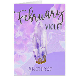 Februari Birthday Violet och Amethyst Birthstone Hälsningskort