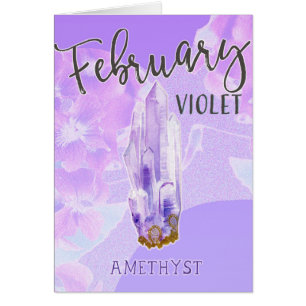 Februari Birthday Violet och Amethyst Birthstone Hälsningskort