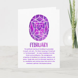 februari Birthstone Amethyst Birthday Watercolor Kort