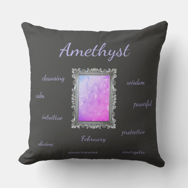 februari Birthstone Amethyst Fairy Kudde (Framsida)