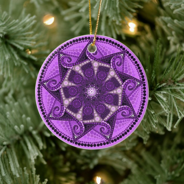 februari Birthstone Amethyst Mandala Ornament (Träd)