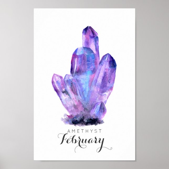 Februari Birthstone - Amethyst Watercolor | POSTER (Framsidan)