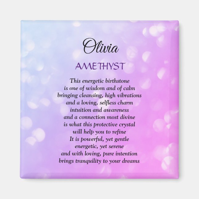 Februari Birthstone Ametyst-design Magnet (Framsidan)