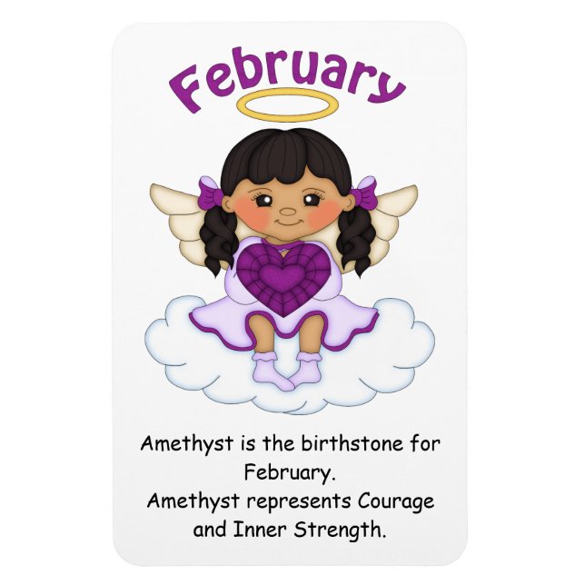 Februari Birthstone Angel Black Premium Magnet (Vertikal)