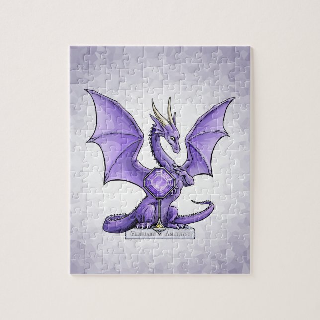 Februari Birthstone Dragon - Amethyst Pussel (Vertikal)