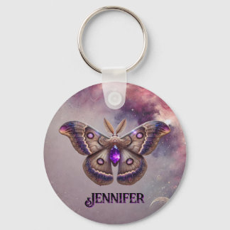 Februari Birthstone Keychain Amethyst Moth Design Nyckelring
