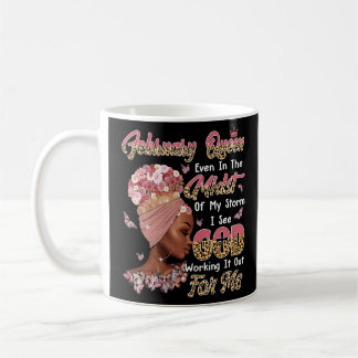 Februari Black Women Birday som jobbar ut Kaffemugg