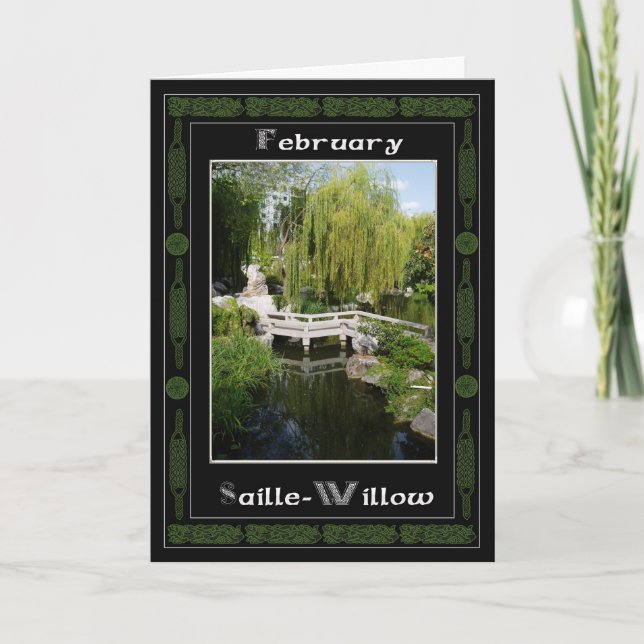 Februari Celtic Druid Birthday Träd Symbols Kort (Framsida)