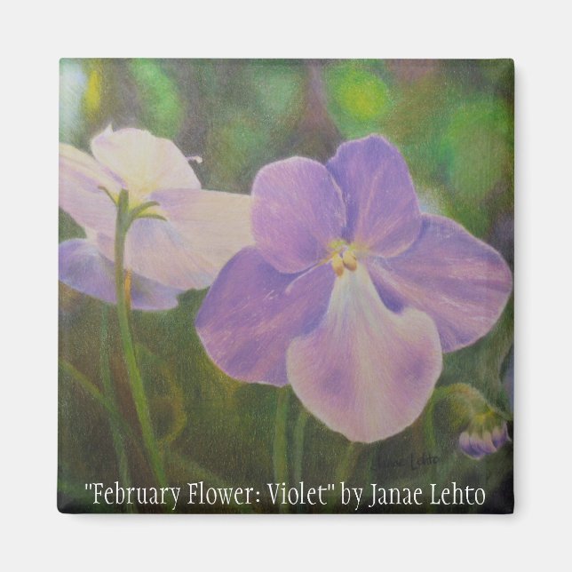 "Februari Flower: Violet" av Janae Lehto Magnet (Framsidan)