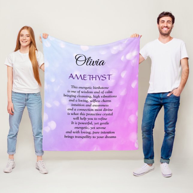 Februari Födelse Sten Amethyst design Flanellfilt Fleecefilt (På plats)