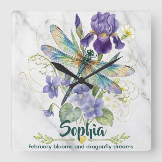 Februari Födelseblomma Iris Violett Trollslända Vä Fyrkantig Klocka