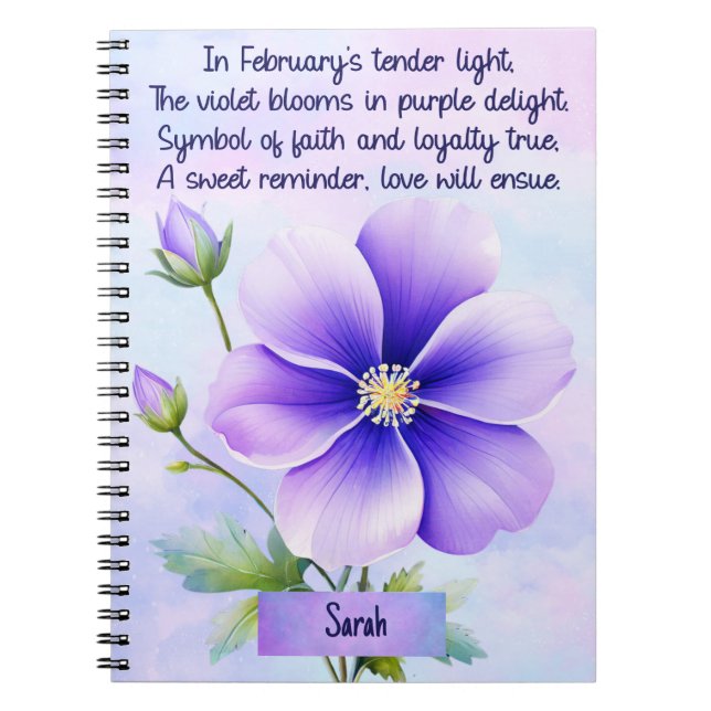 Februari Födelseblomma Spiral Anteckningsbok (Framsidan)