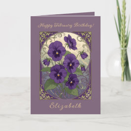 Februari Födelseblomma Viola Blommor Art Nouveau S Kort