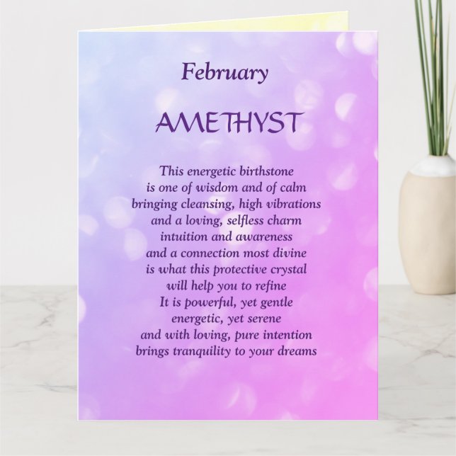 februari Födelsedag Birthstone Amethyst Hälsning Kort (Framsida)