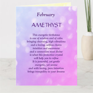 februari Födelsedag Birthstone Amethyst Hälsning Kort