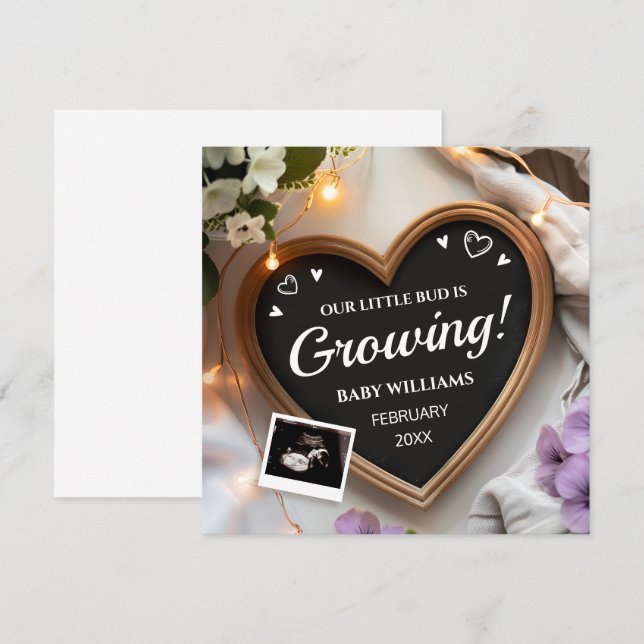 Februari Födelsedag Flower Baby Inbjudningar (Fram/baksida)