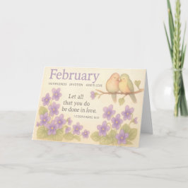 Februari Födelsedags Blommig Inspirerande Födelsem Helgkort
