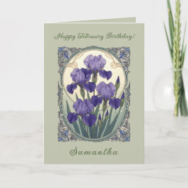 Februari Födelsedagsblomma Iris Blommor Art Nouvea Kort