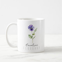 februari Födelsemånad blomma med Namn - Violet Kaffemugg