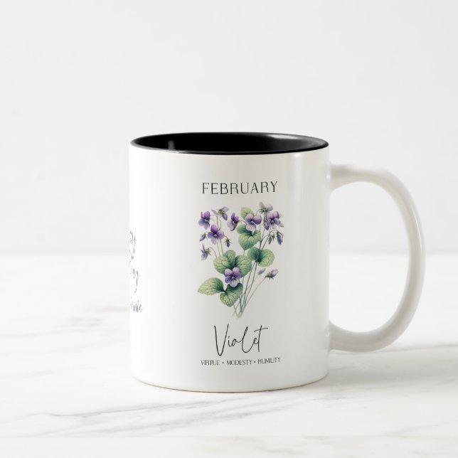 Februari Födelsemånad Blomma Violett Födelsedagspr Två-Tonad Mugg (Höger)