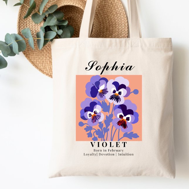 Februari Födelsemånad Blomma Violett Shopping Bomu Tygkasse (Skapare uppladdad)