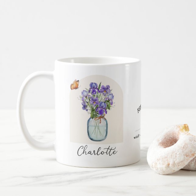Februari Födelsemånad Blommiga Mugg (Med munk)