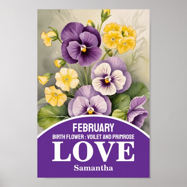 Februari Födelsemånad Flower Christian Wall Art Poster (Framsidan)