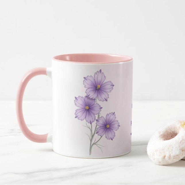 februari Födelsemånad Flower Coffee Mugg (Med munk)