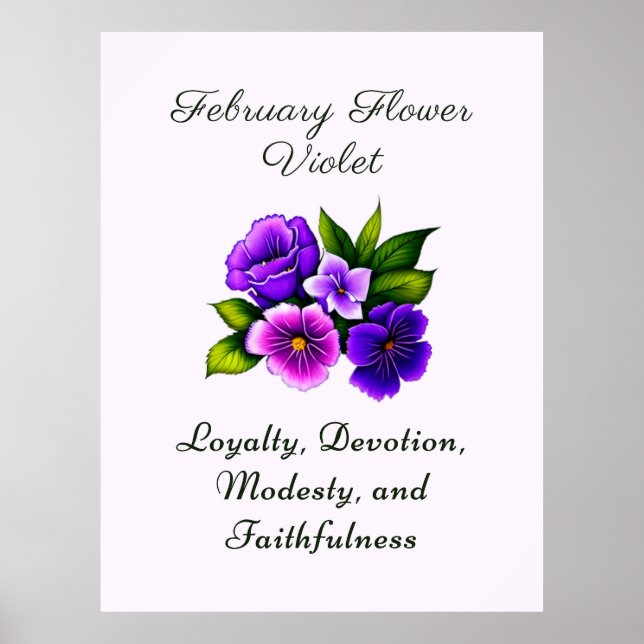 februari Födelsemånad Flower Violet Delicate Blomm Poster (Framsidan)