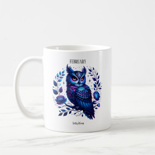 februari Födelsemånad: Spirit Animal Uggla Kaffemugg (Vänster)