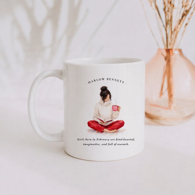 Februari Födelsemånad Tjej | Monogram Kaffemugg (Skapare uppladdad)
