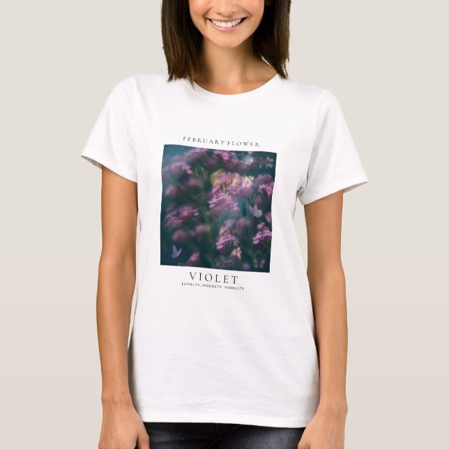 Februari Födelsemånadsblomma T Shirt (Framsida)